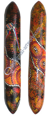 Aboriginal Dot Art Wooden Clap Stick Or Music Stick