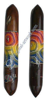 Aboriginal Dot Art Wooden Clap Stick Or Music Stick