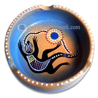 Terracotta Ashtray, With Aboriginal Dot Painted