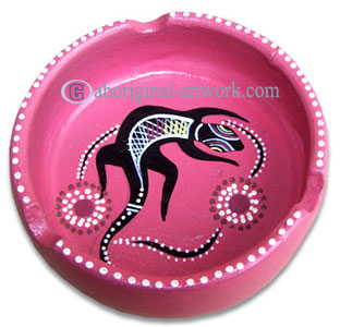 Terracotta Ashtray, With Aboriginal Dot Painted