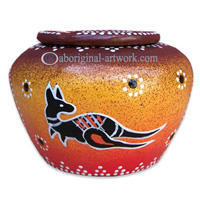 Terracotta Ashtray, With Aboriginal Dot Painted