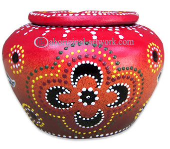 Terracotta Ashtray, With Aboriginal Dot Painted