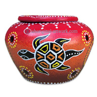 Terracotta Ashtray, With Aboriginal Dot Painted