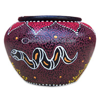 Terracotta Ashtray, With Aboriginal Dot Painted