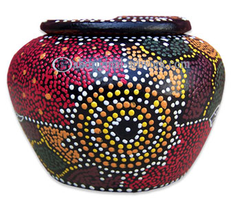 Terracotta Ashtray, With Aboriginal Dot Painted