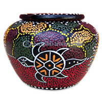 Terracotta Ashtray, With Aboriginal Dot Painted