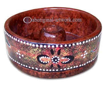 Terracotta Ashtray, With Aboriginal Dot Painted
