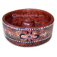 Terracotta Ashtray, With Aboriginal Dot Painted