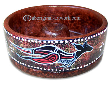 Terracotta Ashtray, With Aboriginal Dot Painted
