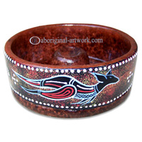 Terracotta Ashtray, With Aboriginal Dot Painted