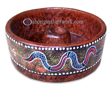 Terracotta Ashtray, With Aboriginal Dot Painted