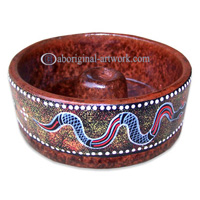 Terracotta Ashtray, With Aboriginal Dot Painted