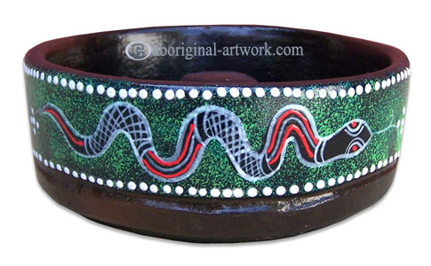 Terracotta Ashtray, With Aboriginal Dot Painted