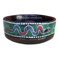 Terracotta Ashtray, With Aboriginal Dot Painted