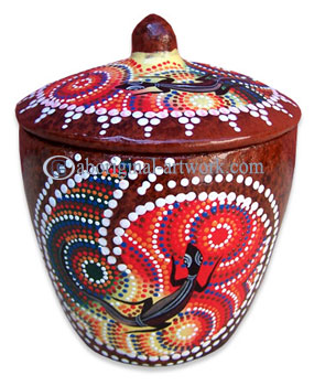 Terracotta Bowl With Aboriginal Dot Painted