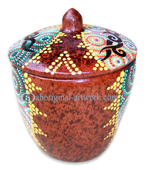 Terracotta Bowl With Aboriginal Dot Painted