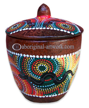 Terracotta Bowl With Aboriginal Dot Painted