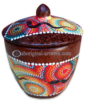 Terracotta Bowl With Aboriginal Dot Painted