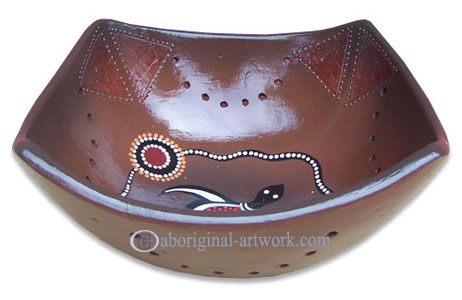 Terracotta Bowl With Aboriginal Dot Painted