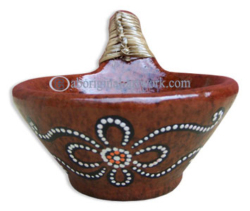 Terracotta Bowl With Aboriginal Dot Painted