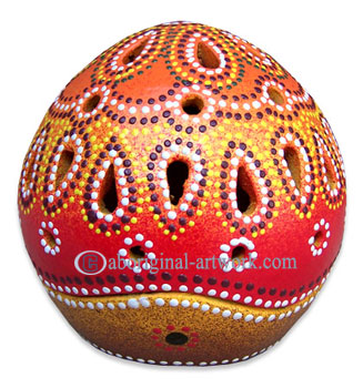 Terracotta Candle Holder With Aboriginal Dot Painted