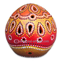 Terracotta Candle Holder With Aboriginal Dot Painted