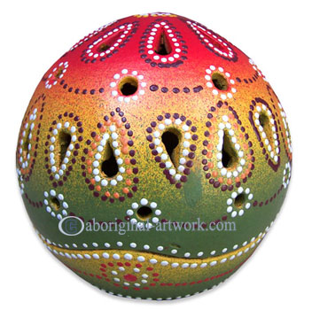 Terracotta Candle Holder With Aboriginal Dot Painted