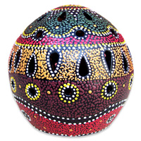 Terracotta Candle Holder With Aboriginal Dot Painted