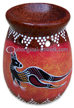 Terracotta Oil Burner With Aboriginal Dot Painted