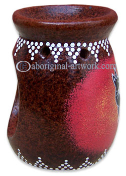 Terracotta Oil Burner With Aboriginal Dot Painted