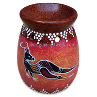 Terracotta Oil Burner With Aboriginal Dot Painted