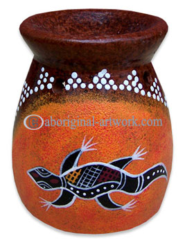 Terracotta Oil Burner With Aboriginal Dot Painted
