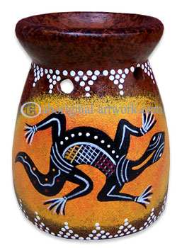 Terracotta Oil Burner With Aboriginal Dot Painted