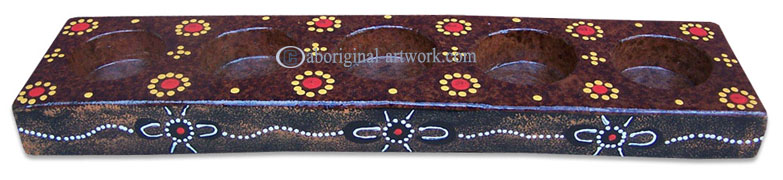 Terracotta Candle Holder With Aboriginal Dot Painted