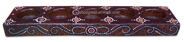 Terracotta Candle Holder With Aboriginal Dot Painted