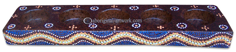Terracotta Candle Holder With Aboriginal Dot Painted