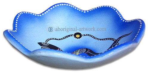 Terracotta Plate With Aboriginal Dot Painted