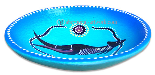 Terracotta Plate With Aboriginal Dot Painted