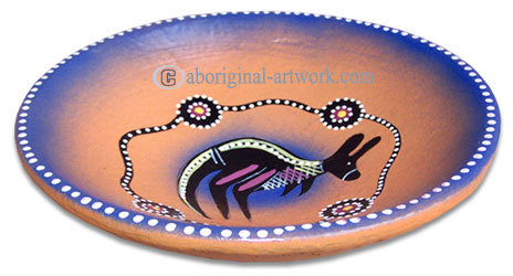 Terracotta Plate With Aboriginal Dot Painted