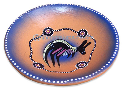 Terracotta Plate With Aboriginal Dot Painted
