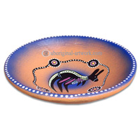 Terracotta Plate With Aboriginal Dot Painted