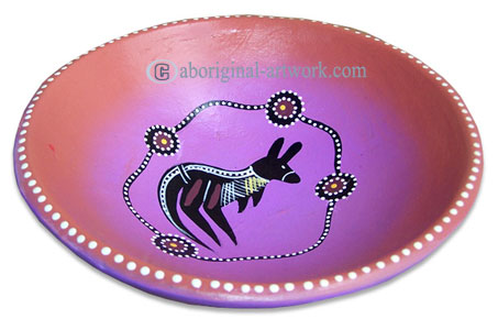 Terracotta Plate With Aboriginal Dot Painted
