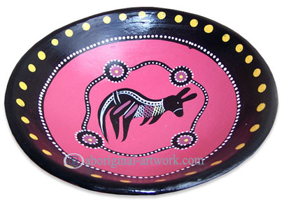 Terracotta Plate With Aboriginal Dot Painted
