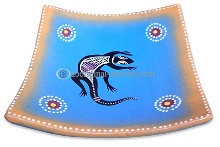 Terracotta Plate With Aboriginal Dot Painted