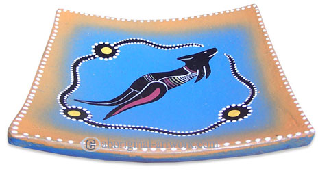 Terracotta Plate With Aboriginal Dot Painted