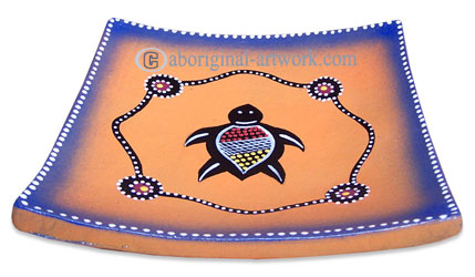Terracotta Plate With Aboriginal Dot Painted