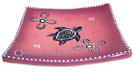 Terracotta Plate With Aboriginal Dot Painted