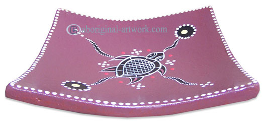 Terracotta Plate With Aboriginal Dot Painted