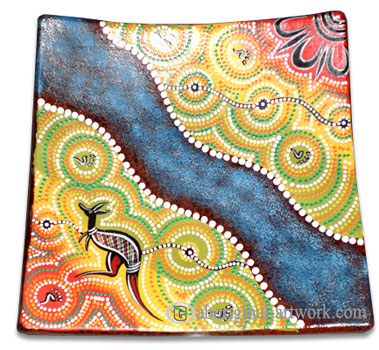 Terracotta Plate With Aboriginal Dot Painted