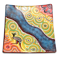 Terracotta Plate With Aboriginal Dot Painted